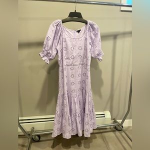 Ann Taylor Lavender Eyelet dress, mid-calf length